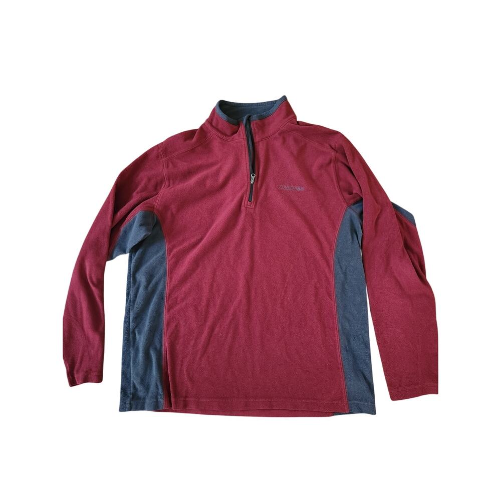 Columbia Sportswear men's Large maroon gray 1/4 Zip Fleece Pullover Jacket